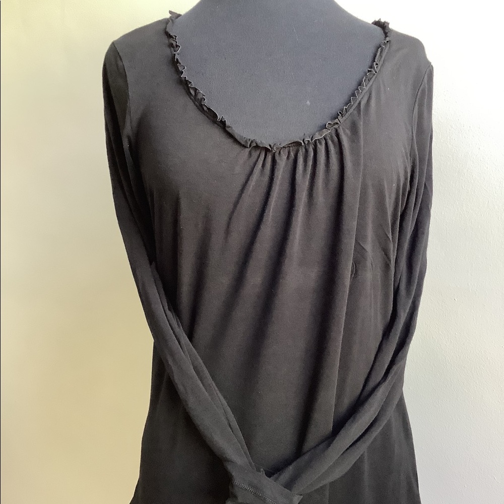 Ruffle Neck Long Sleeve Top